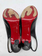 Pre-Owned Christian Louboutin Black Size 7.5 Patent Leather Slingback Heels | True Fashionistas.