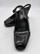 Pre-Owned Prada Black Size 6.5 Patent Leather Wedge Heels | True Fashionistas.