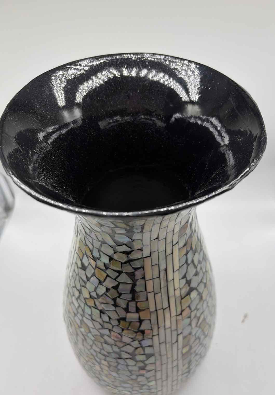 Mother of Pearl Mosaic Black Vase | True Fashionistas.