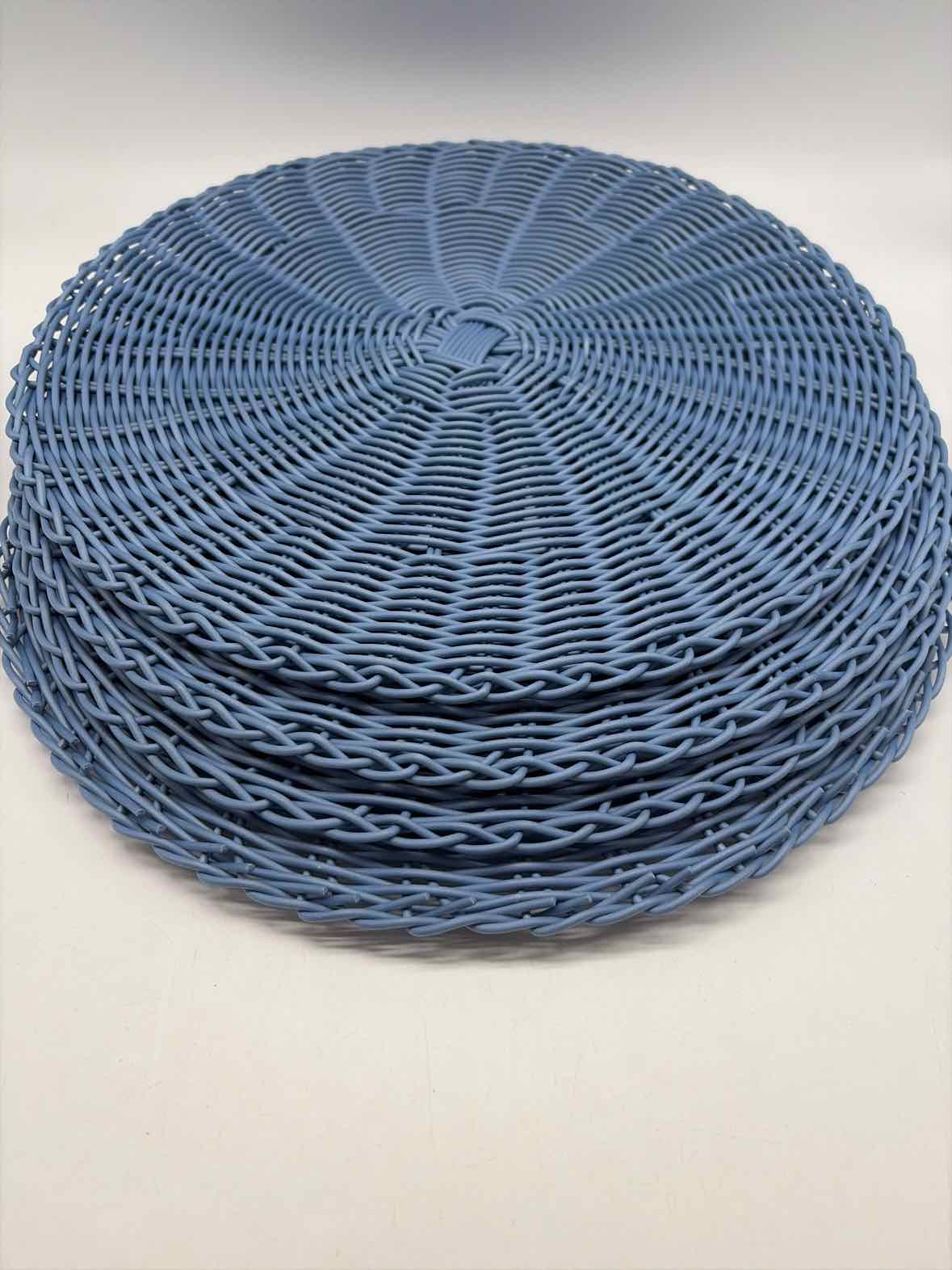 Set Of 4 Blue Rattan Looking PVC Placemats | True Fashionistas.