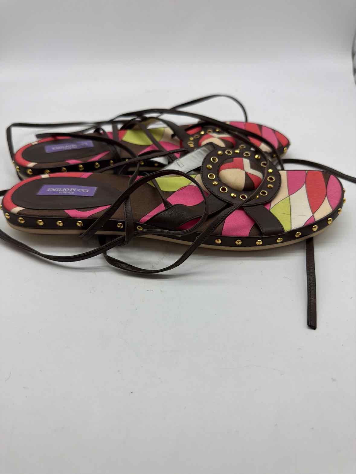 Pre-Owned Emilio Pucci Brown Size 39 Strappy Sandals | True Fashionistas.