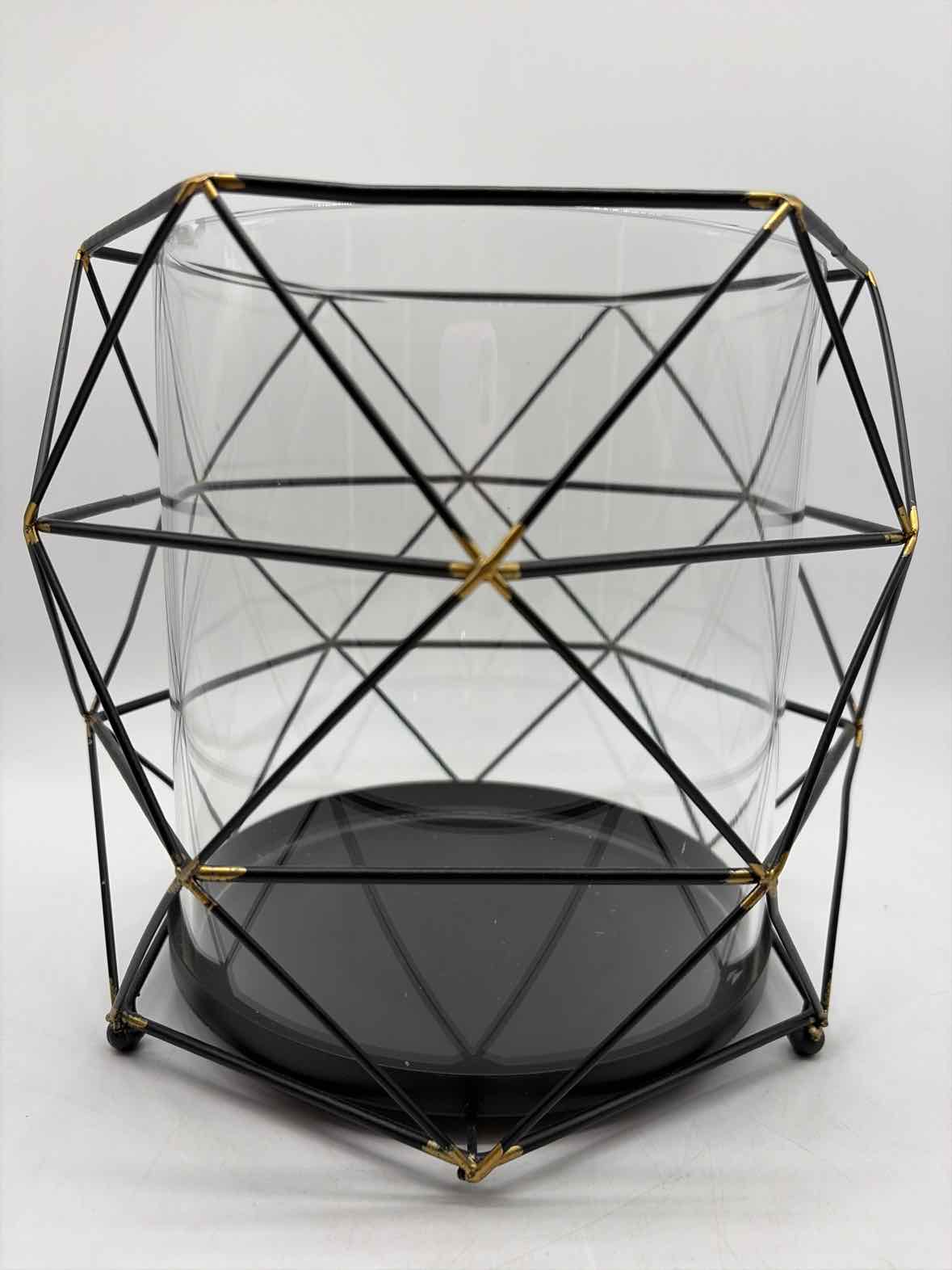 Glass Hurricane Candle Holder Black Trim | True Fashionistas.