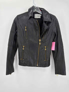 Pre-Owned Doma Black Size Small Faux Leather Zip Up Jacket | True Fashionistas.
