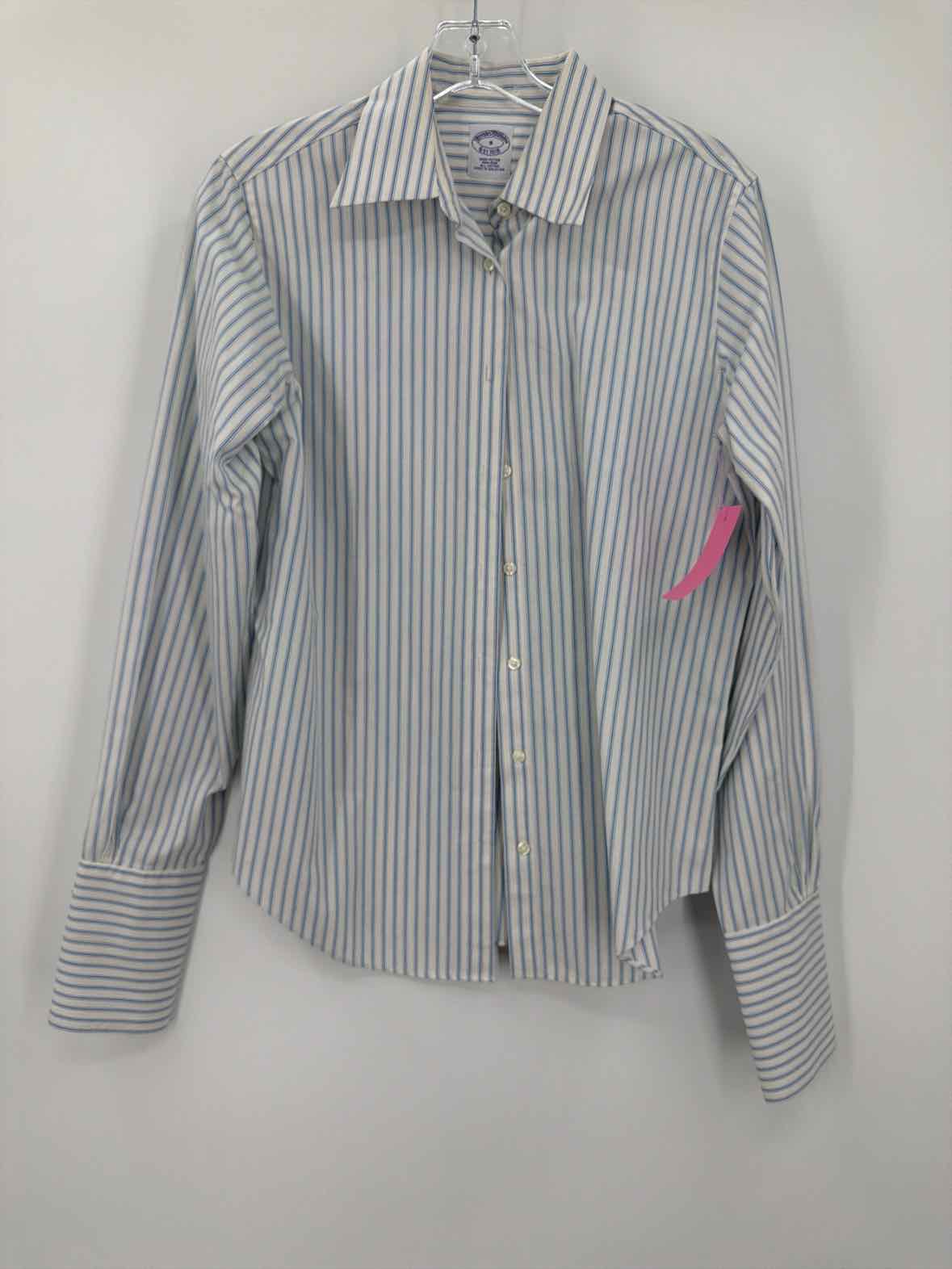 Pre-Owned Brooks Brothers White Size 8 Stripe Button Down | True Fashionistas.