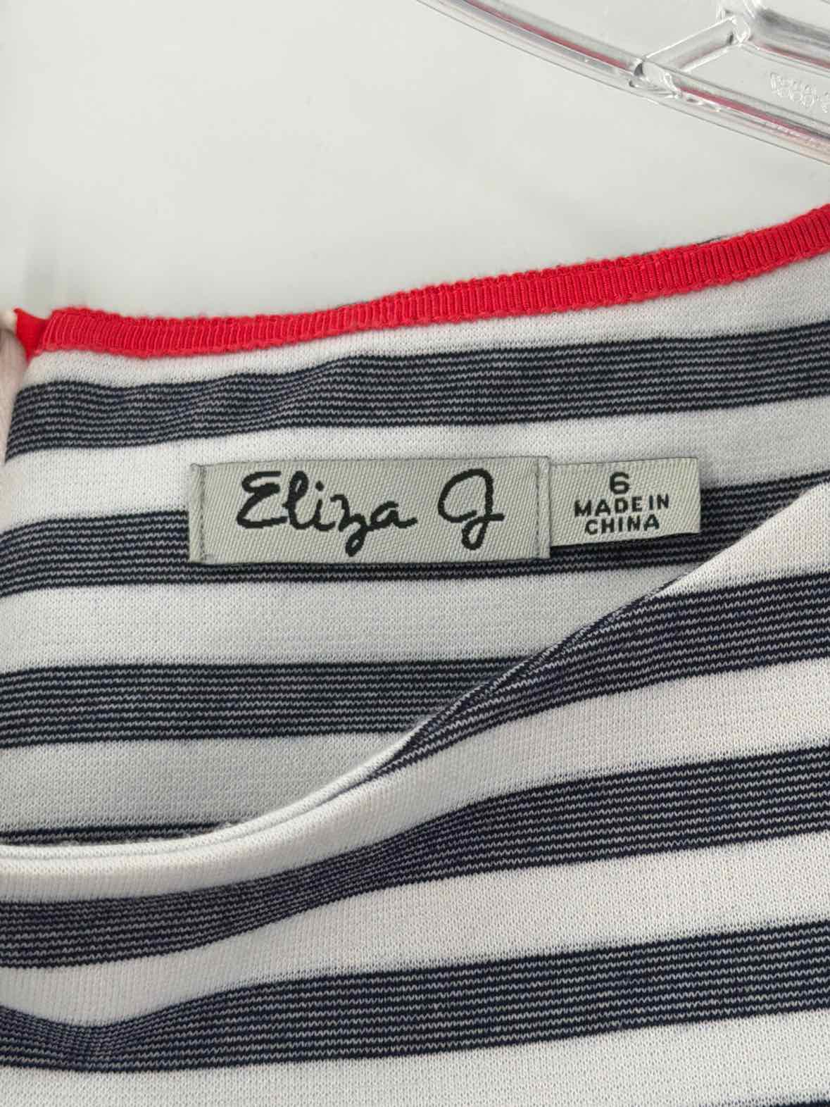 Pre-Owned Eliza J Blue Size 6 Stripe Short Long Sleeve Dress | True Fashionistas.