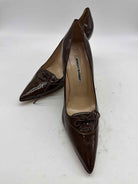 Pre-Owned Manolo Blahnik Brown Size 11 Patent Leather Pump Heels | True Fashionistas.