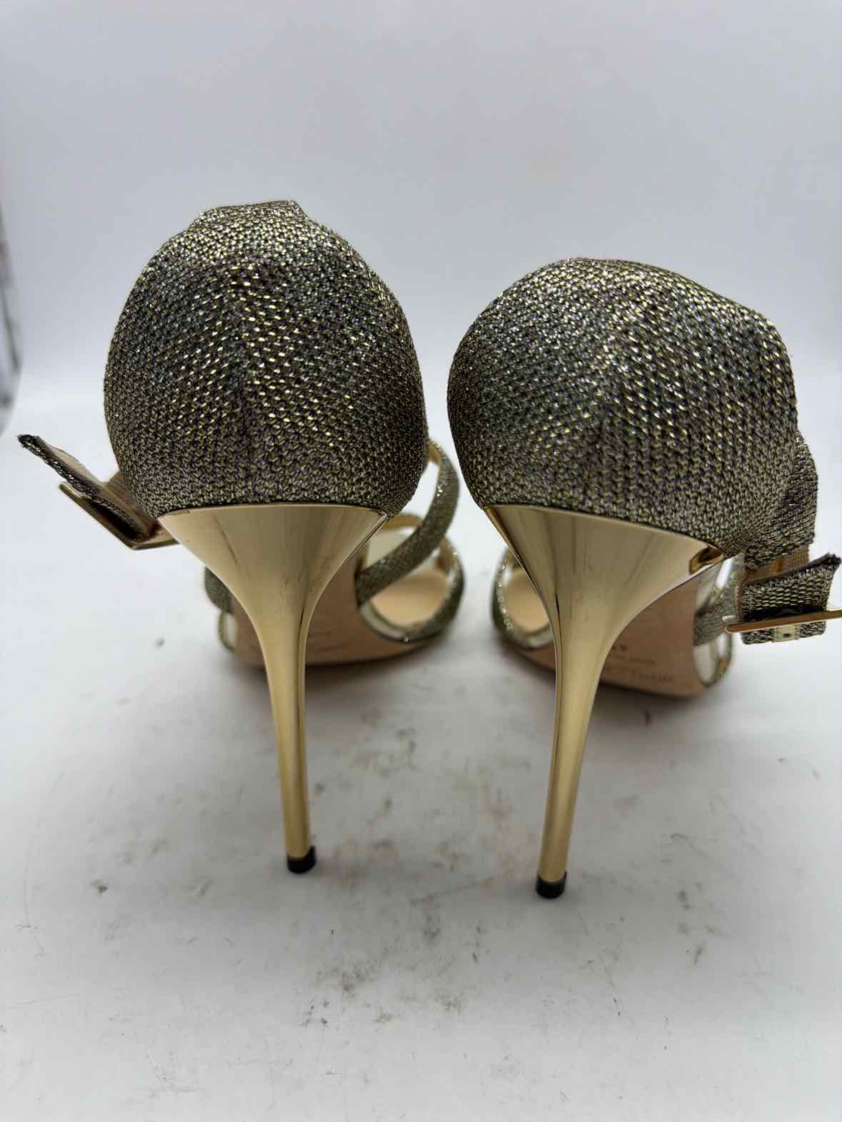 Pre-Owned Jimmy Choo Gold Size 11 Strappy Heels | True Fashionistas.