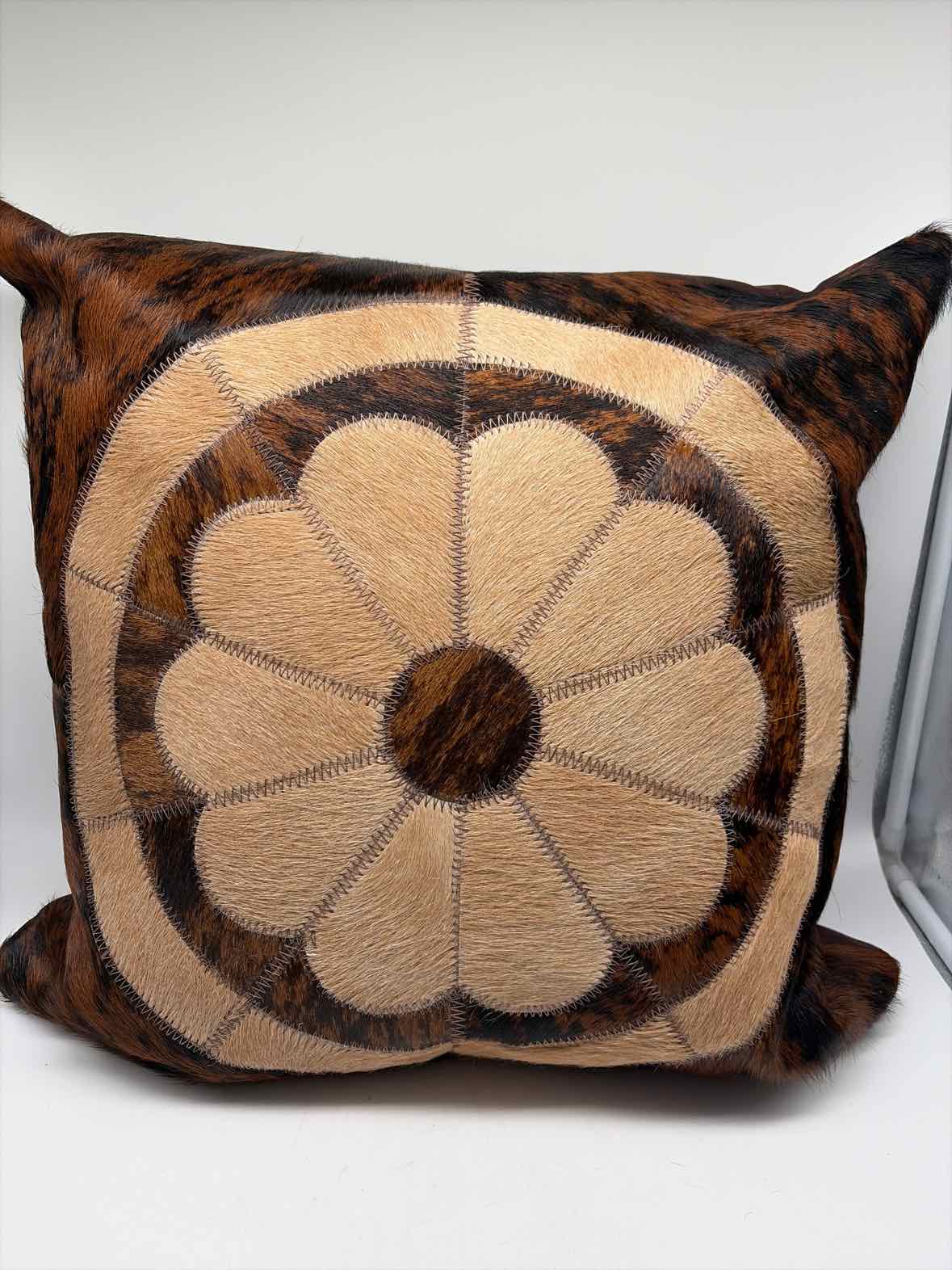 Brown & Black Faux Fur & Leather Pillow | True Fashionistas.