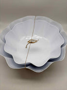 Mud Pie Set of 2 White and Tan Scalloped Bowl | True Fashionistas.