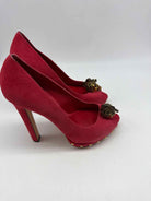 Pre-Owned Alexander McQueen Red Size 39 Peep Toe Heels | True Fashionistas.