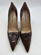 Pre-Owned Manolo Blahnik Brown Size 11 Patent Leather Pump Heels | True Fashionistas.