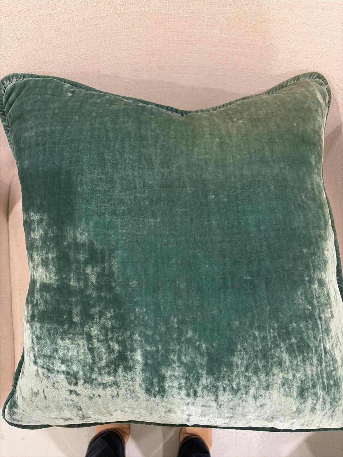 Green Velvet Pilow with self cord | True Fashionistas.