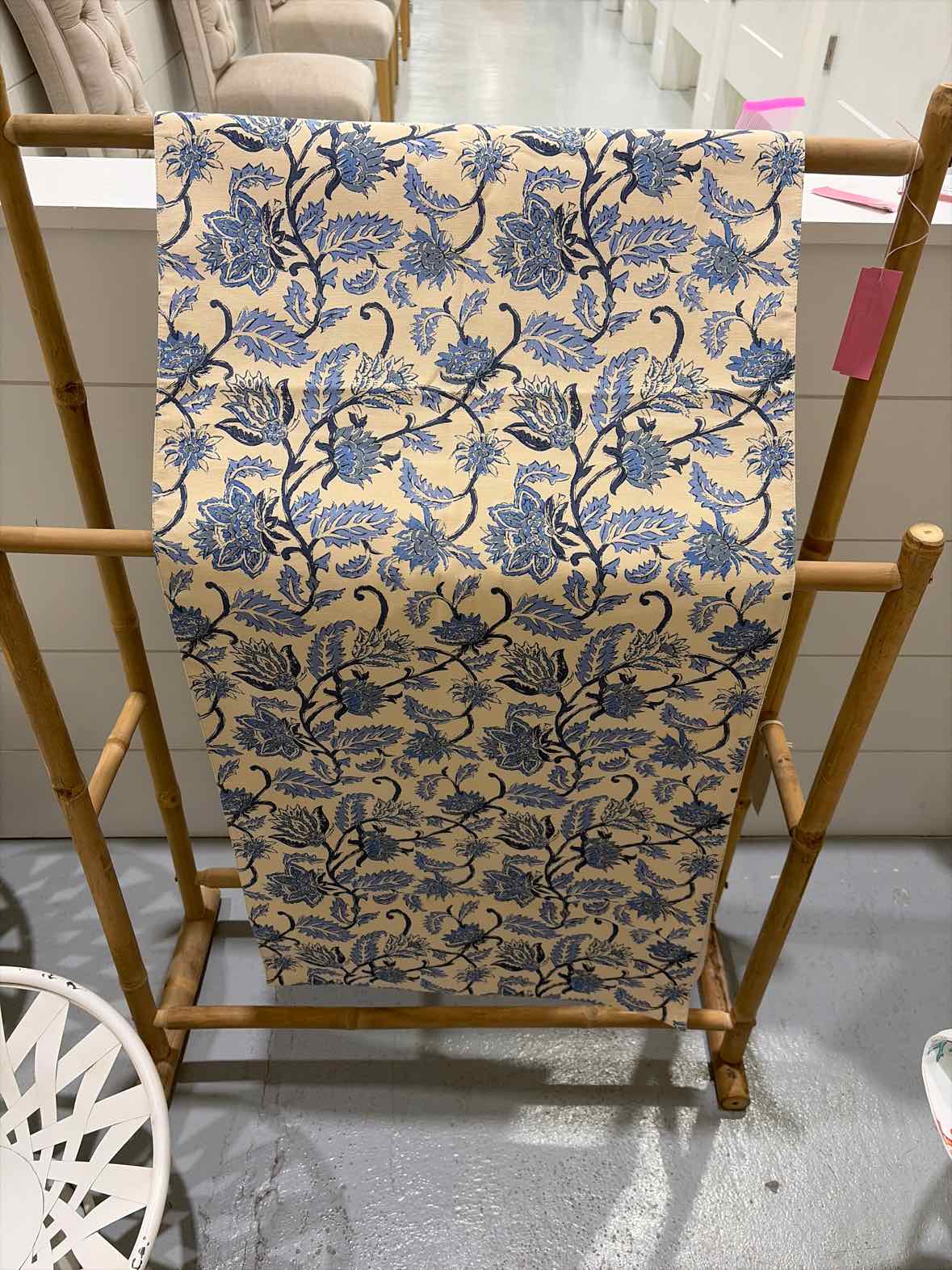 Pottery Barn Blue Floral Cotton Table Runner | True Fashionistas.