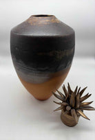 Natalie Blake Orange & Brown Lidded Pottery Pot | True Fashionistas.