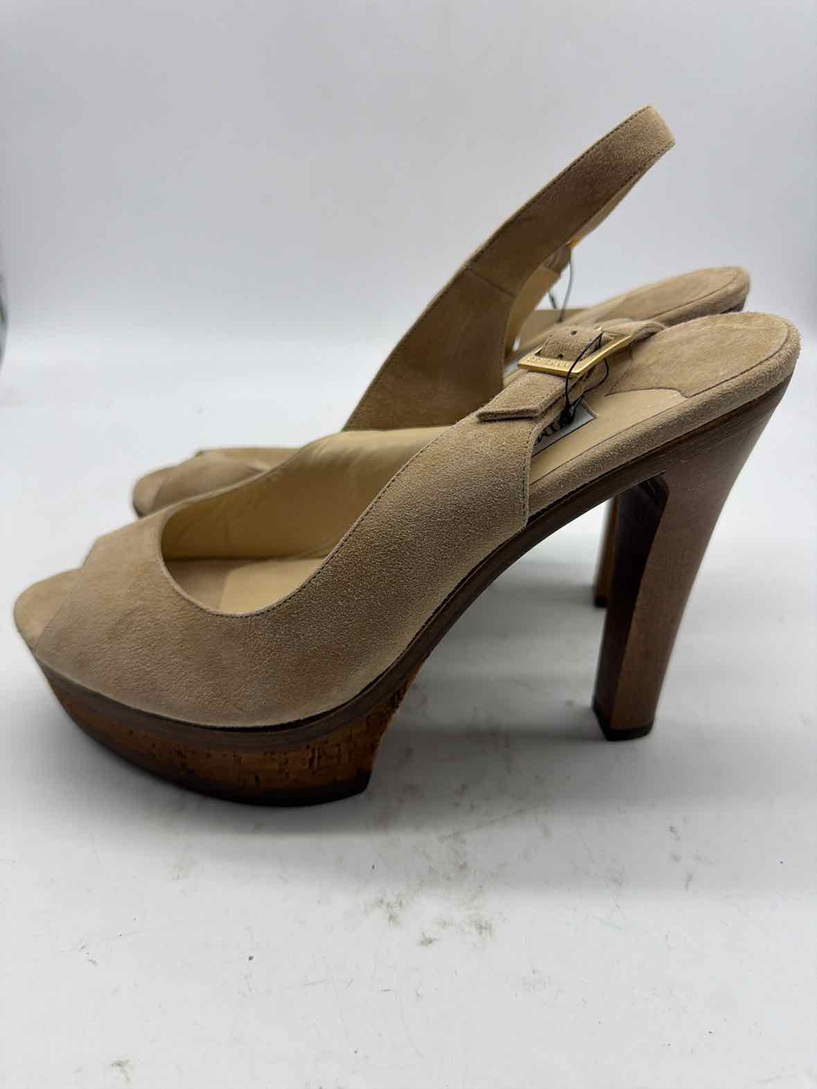 Pre-Owned Jimmy Choo Tan Size 39.5 Slingback Heels | True Fashionistas.