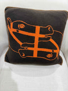 Brown and Orange Cashmere Horse Motif Pillow made in Italy | True Fashionistas.