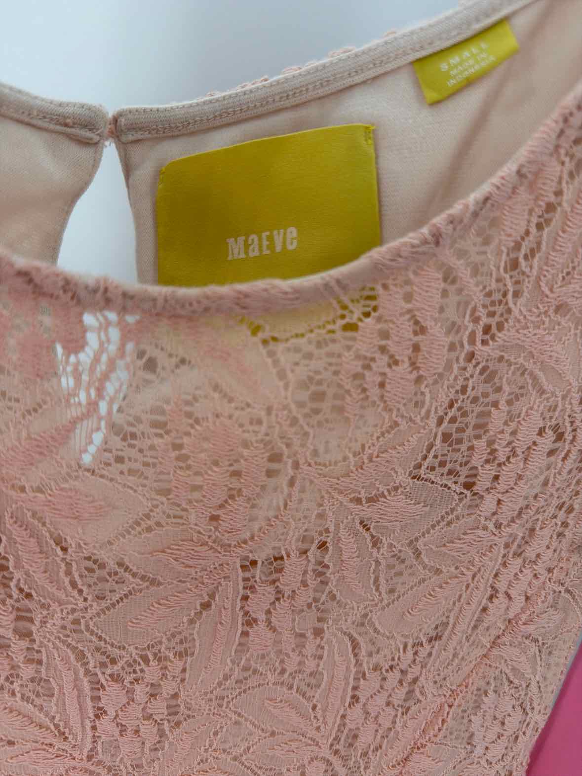 Pre-Owned Maeve Pink Size Small Lace Short Long Sleeve Dress | True Fashionistas.