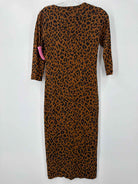 Pre-Owned Diane Von Furstenberg Brown Size XXS Leopard Midi Long Sleeve Dress | True Fashionistas.