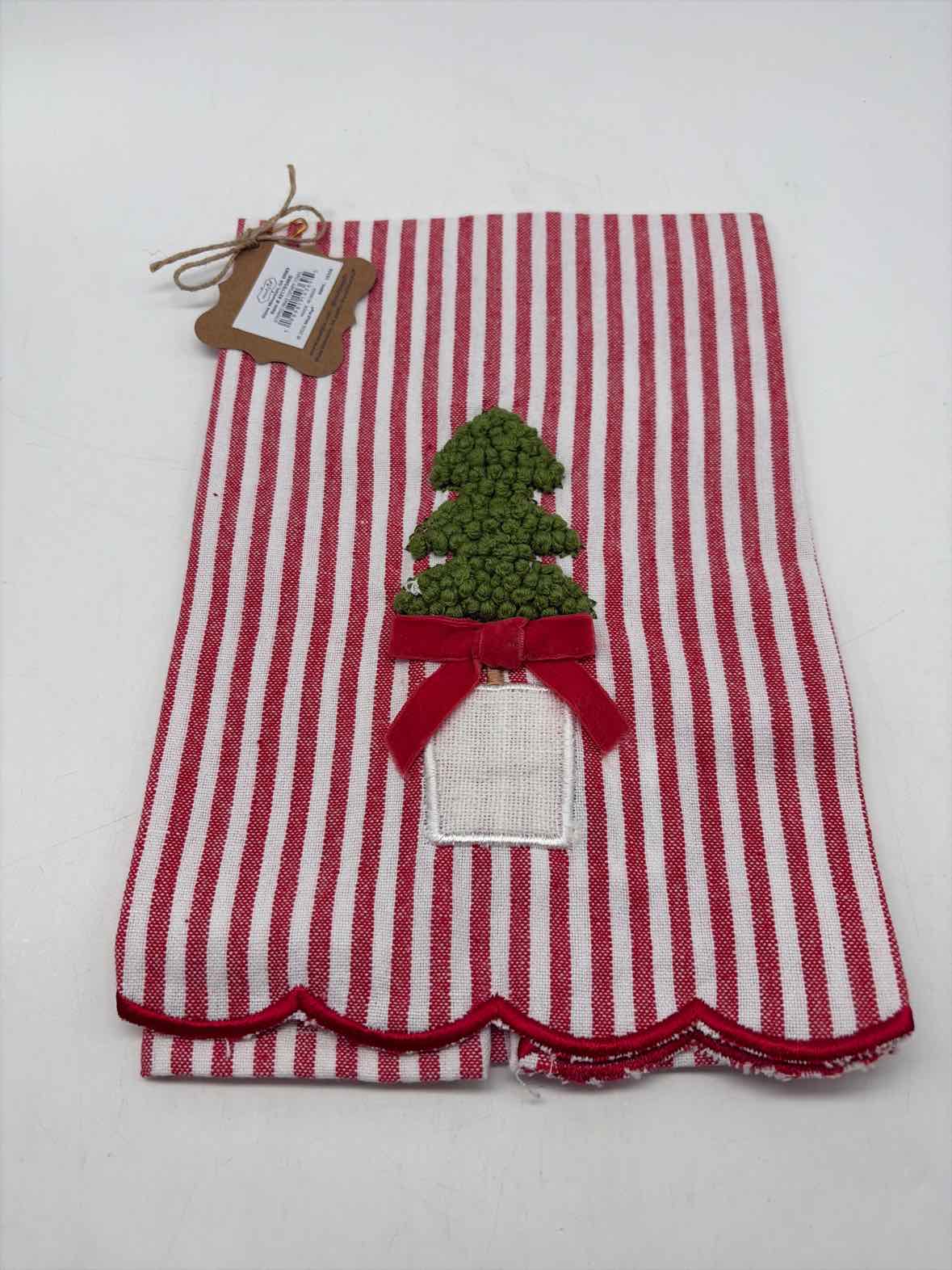 Red Stripe Christmas Topiary Towel | True Fashionistas.