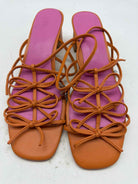 Pre-Owned Lisa Says Gah Orange Size 9 Strappy Heels | True Fashionistas.