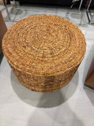 Brown Seagrass Living Room Ottoman | True Fashionistas.