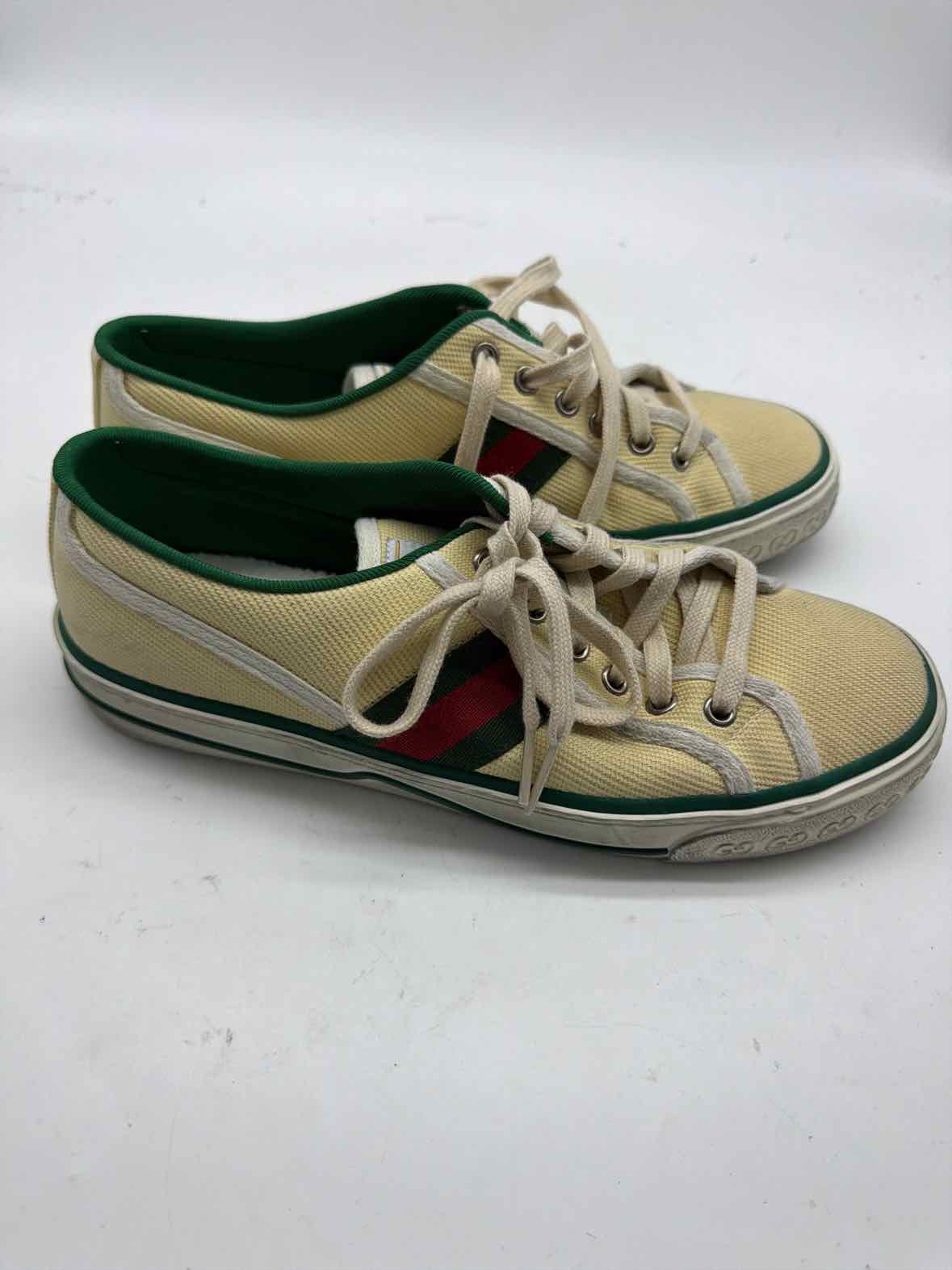 Pre-Owned Gucci Yellow Size 9.5 Canvas Fashion Sneaker Athletic Shoes | True Fashionistas.