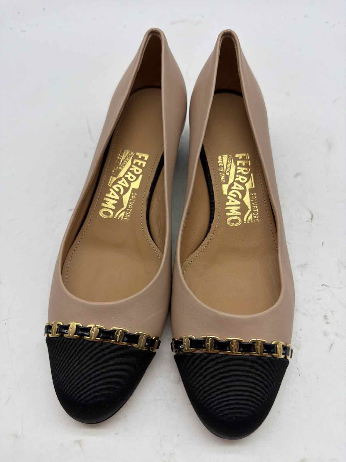 Pre-Owned Salvatore Ferragamo Tan Size 5.5 Block Heel Heels | True Fashionistas.