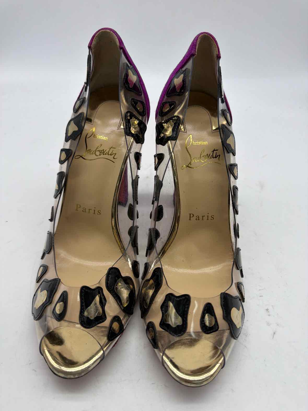 Pre-Owned Christian Louboutin Clear Size 36.5 Peep Toe Heels | True Fashionistas.