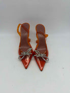 Pre-Owned Amina Muaddi Orange Size 37.5 Slingback Heels | True Fashionistas.