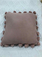 K&K Interiors Pink Knit Pom Pom Pillow | True Fashionistas.
