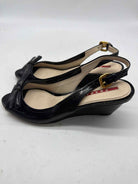 Pre-Owned Prada Black Size 36.5 Patent Leather Wedge Heels | True Fashionistas.
