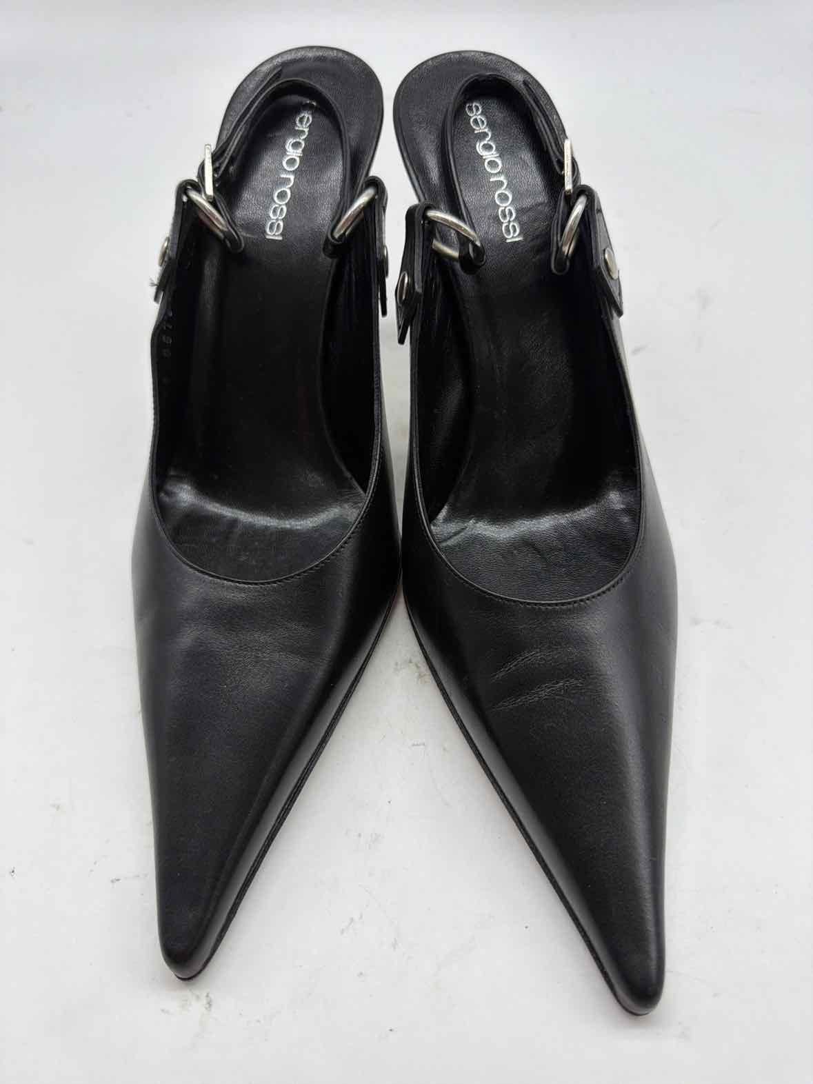 Pre-Owned Sergio Rossi Black Size 9 Slingback Heels | True Fashionistas.