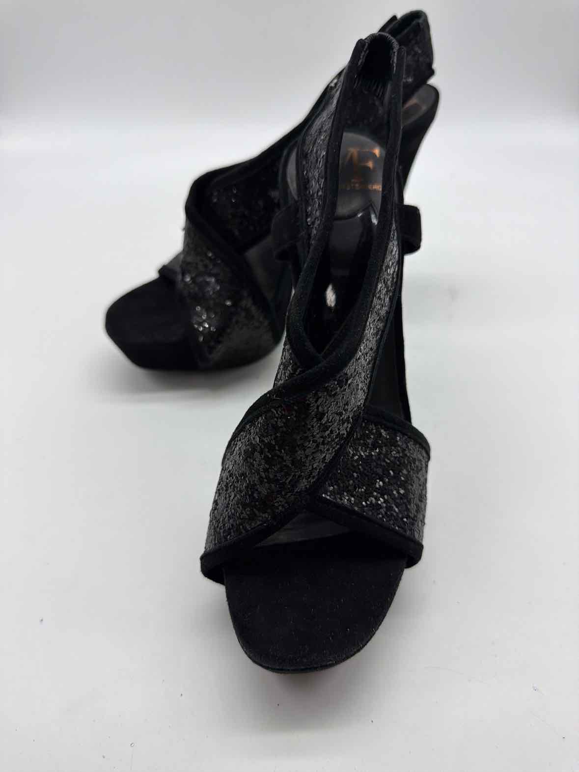 Pre-Owned Diane Von Furstenberg Black Size 7 Glitter Stiletto Heels | True Fashionistas.