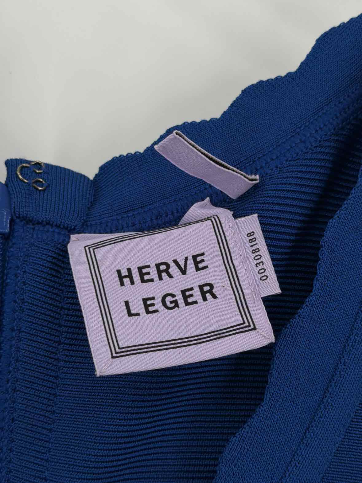 Pre-Owned Herve Leger Blue Size Medium Knit Bodycon Short Sleeveless Dress | True Fashionistas.