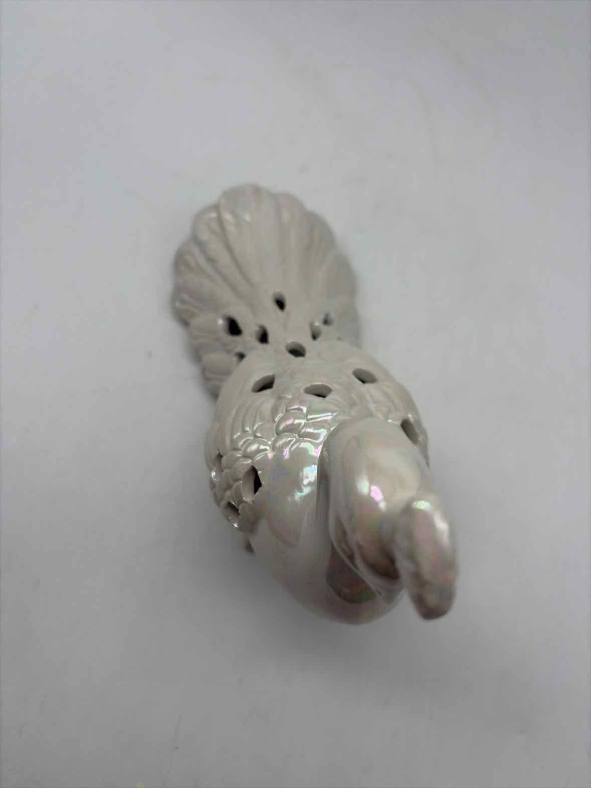 White Iridescent Ceramic Peacock | True Fashionistas.