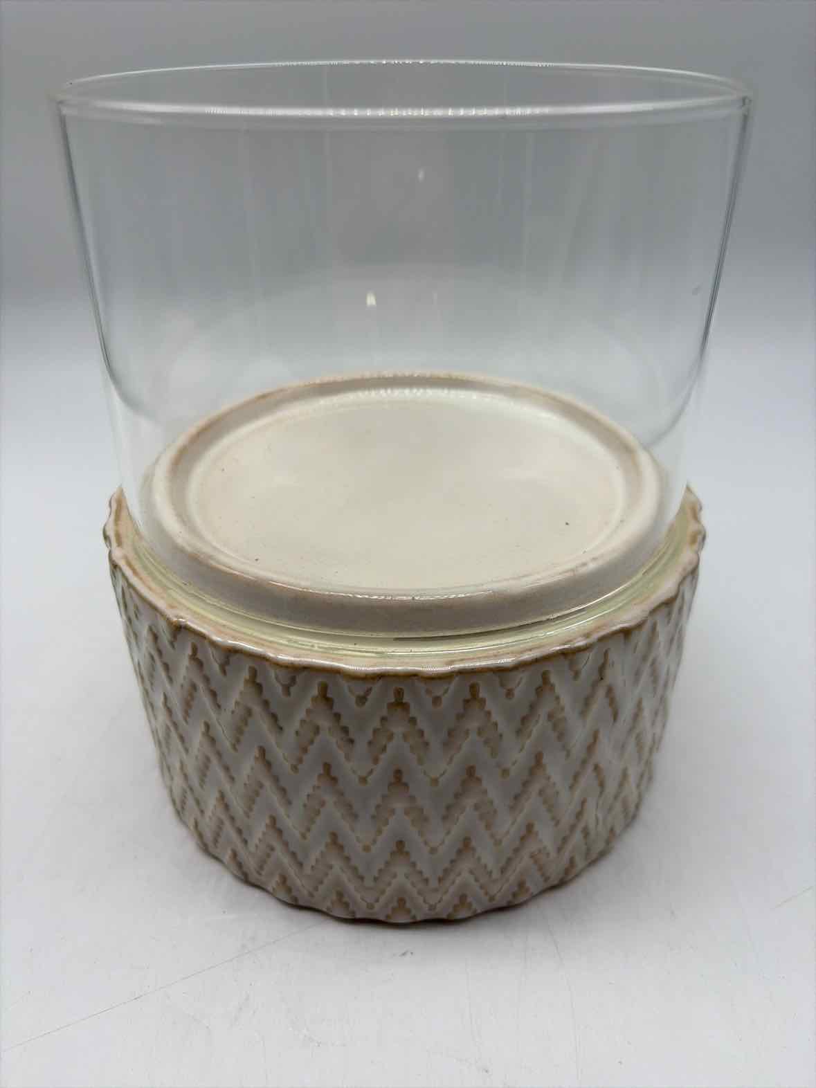Cream Ceramic & Glass Candle Holder | True Fashionistas.