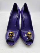Pre-Owned Alexander McQueen Purple Size 9 Patent Leather Peep Toe Heels | True Fashionistas.