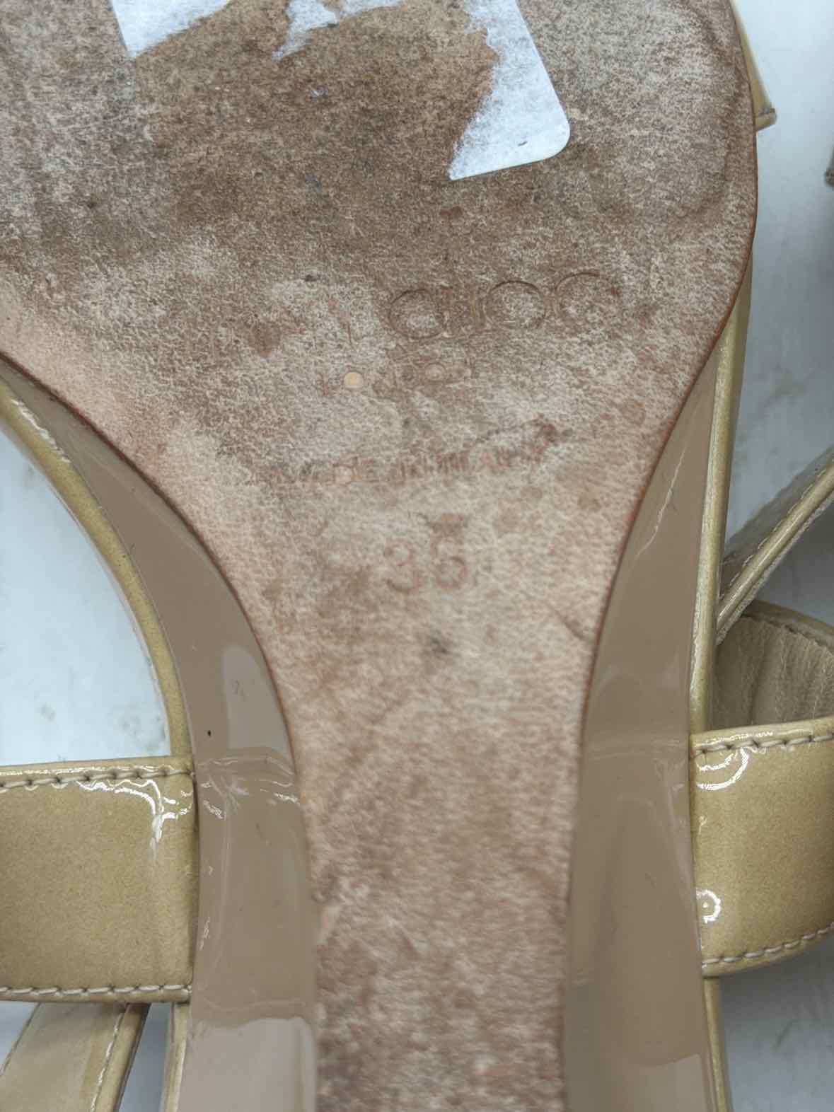 Pre-Owned Jimmy Choo Tan Size 6 Patent Leather Strappy Heels | True Fashionistas.