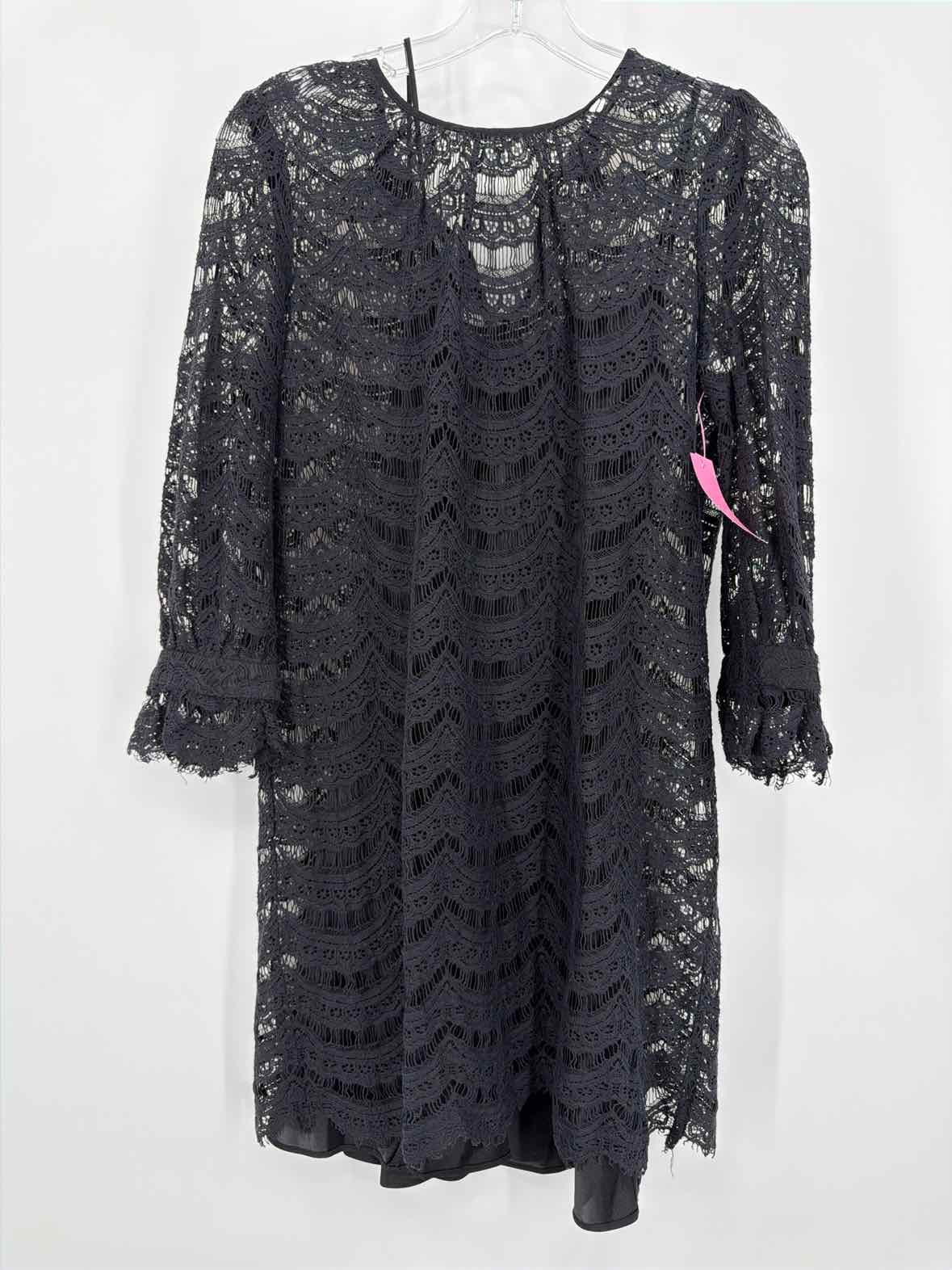 Pre-Owned Milly Black Size 4 Lace Short Long Sleeve Dress | True Fashionistas.