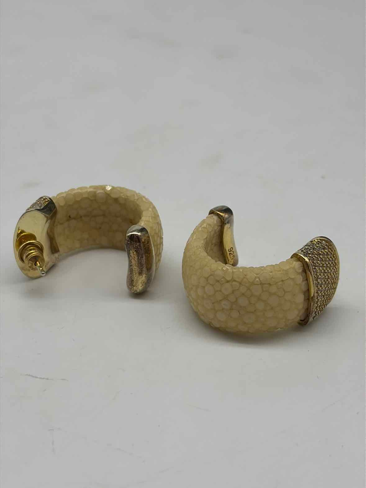 Gold Plated 925 Silver Eel Skin Crystal Hoop Earrings | True Fashionistas.