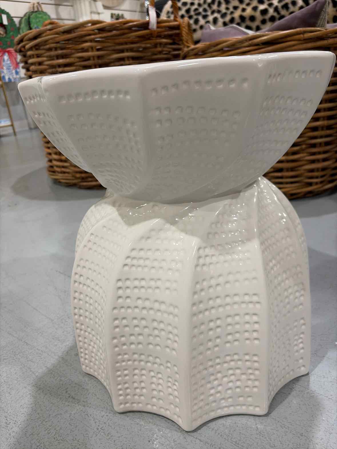 Made Goods White Textured Ceramic Stool | True Fashionistas.