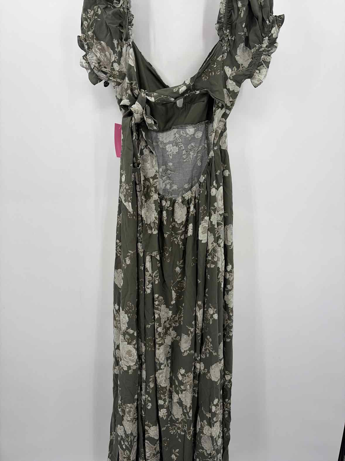 Pre-Owned Francescas Green Size Large Maxi Short Sleeve Dress – True Fashionistas