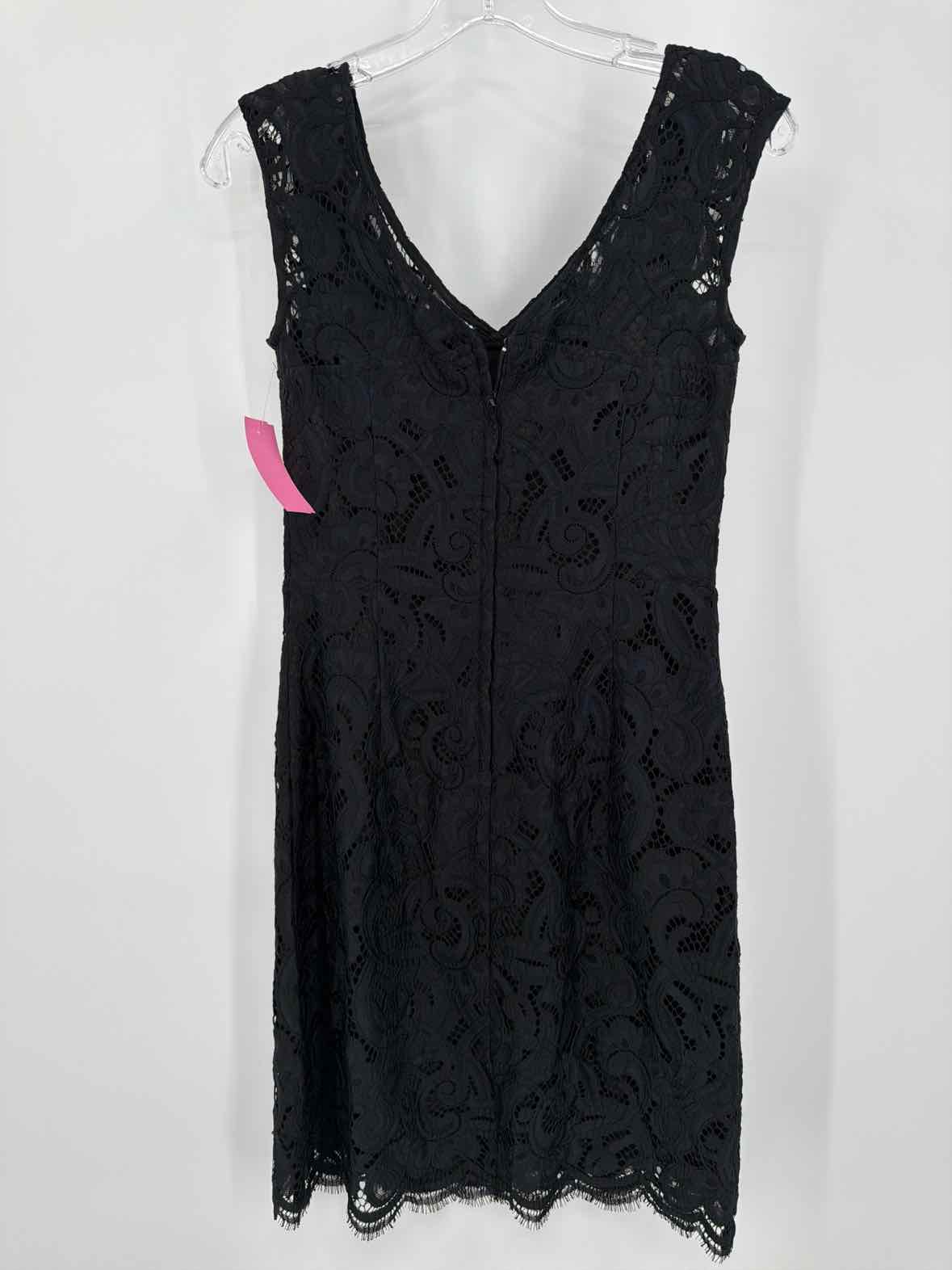 Pre-Owned Lilly Pulitzer Black Size 4 Lace Cocktail Short Sleeveless Dress | True Fashionistas.