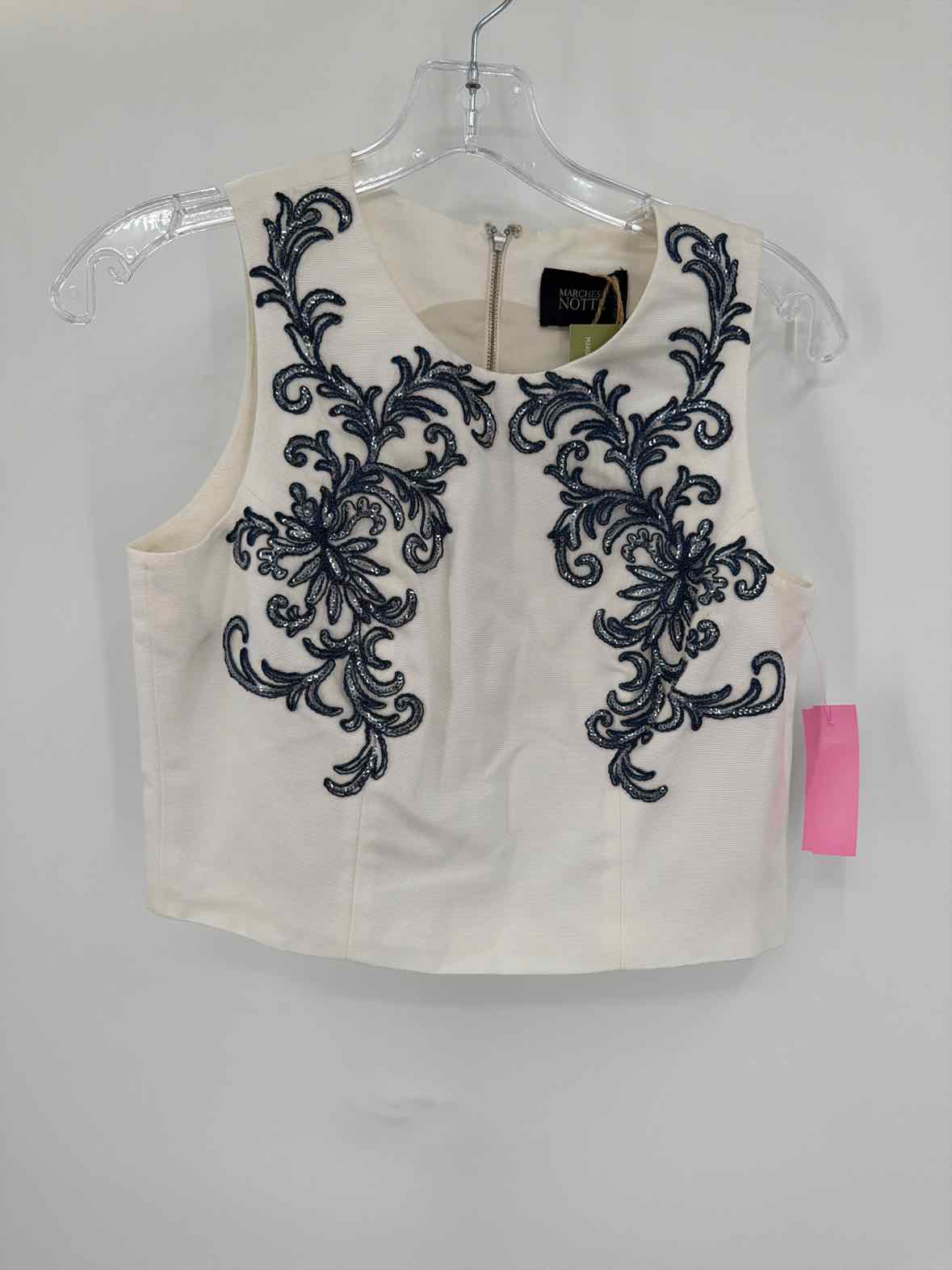 Pre-Owned Marchesa Notte White Size 6 Cropped Tank Top | True Fashionistas.