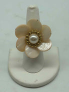 Kate Spade Gold and Pink Flower Size 7 Statement Ring | True Fashionistas.