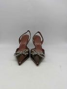 Pre-Owned Amina Muaddi Green Size 37.5 Slingback Heels | True Fashionistas.
