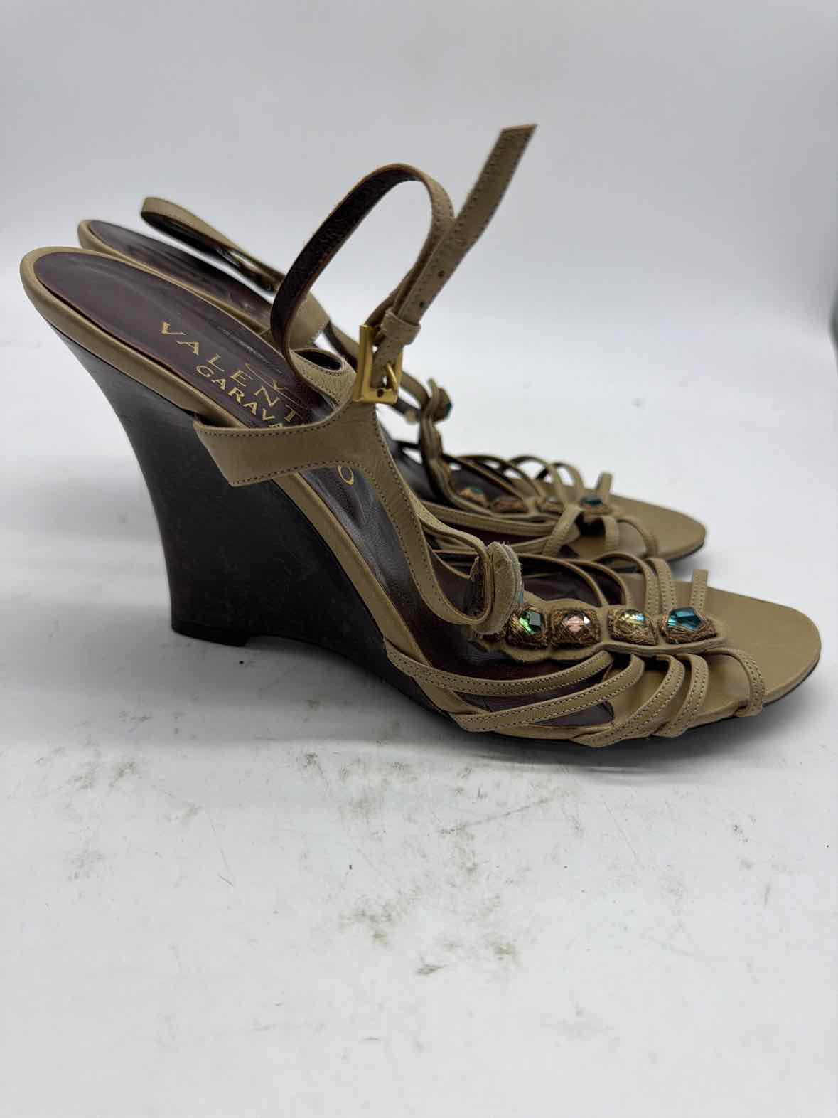 Pre-Owned Valentino Tan Size 37.5 Wedge Heels | True Fashionistas.