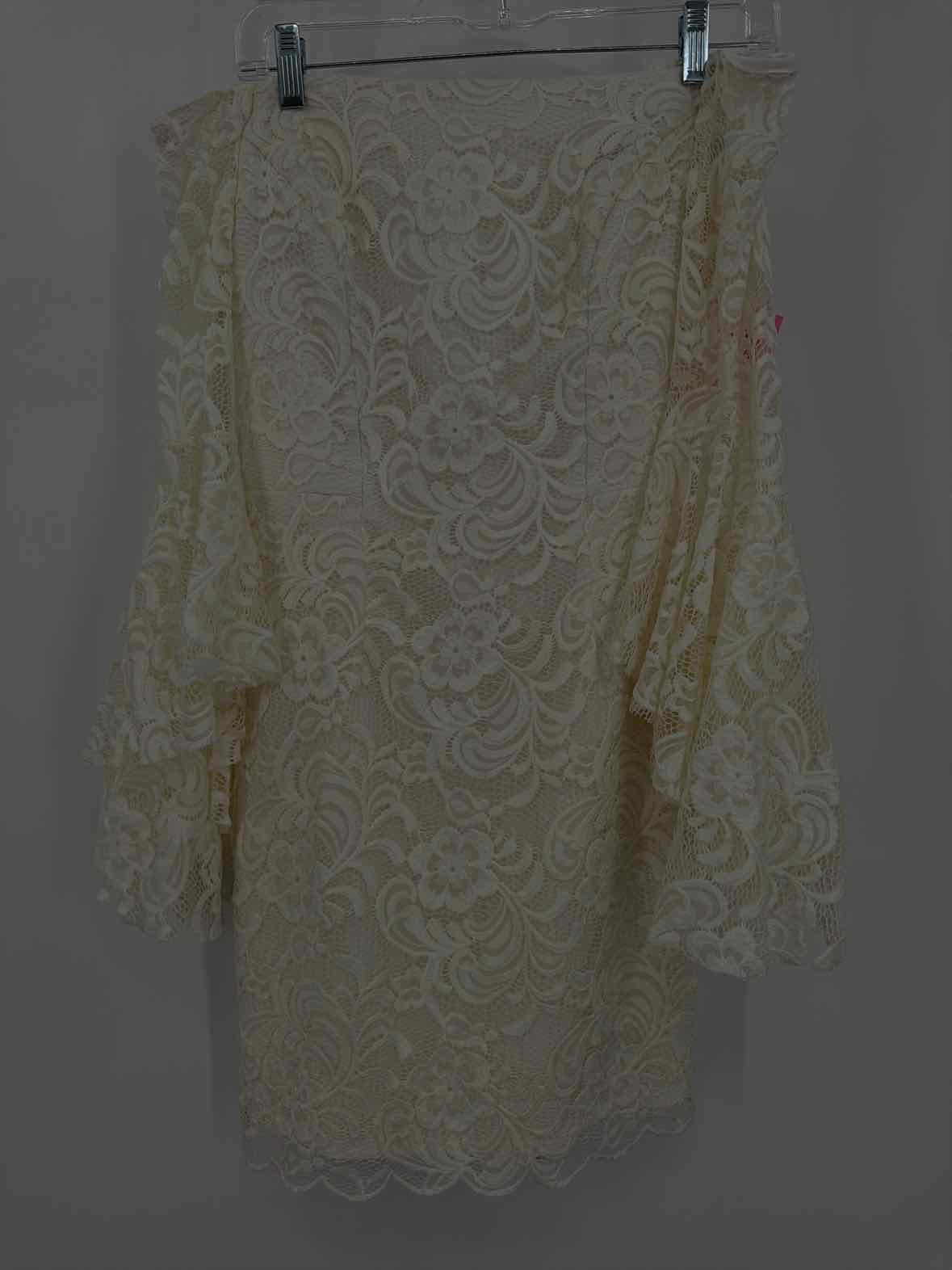 Pre-Owned Milly Ivory Size 2 Lace Cocktail Short Long Sleeve Dress | True Fashionistas.