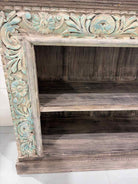 Distressed Gray Wood Living Room Media Cabinet | True Fashionistas.