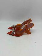 Pre-Owned Amina Muaddi Orange Size 37.5 Slingback Heels | True Fashionistas.